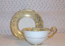 Vintage VICTORIA C & E Bone China England Gold Design & Trim Teacup & Saucer picture