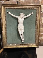 Antique FRAMED CHRIST CRUCIFIXON VELVET European Origin RARE picture