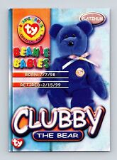 1999 Clubby the Bear   Retired Platinum Edition TY Beanie Baby Trading Card  picture