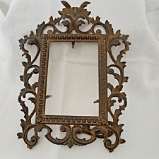 Vintage Rococo Cast Metal Picture Frame Brass Gold Tone W/ Easel Stand *READ* picture