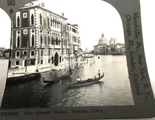 Gondolas on Grand Canal, Venice, Italy - Stereoview - c1920s Keystone View Photo picture