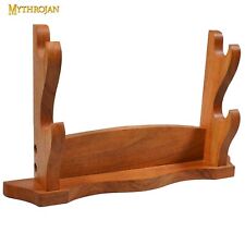 2 Tier Solid Wood Two Layers Sword Stand for Display Japanese Samurai Wall Mount picture
