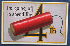 1908 Fourth of July Firecracker Greeting Postcard picture