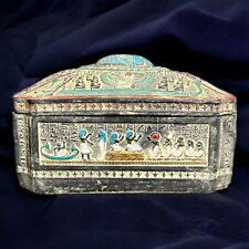 ANCIENT EGYPTIAN ANTIQUITIES Scarab Jewelry Box Engraved With Sphinx Egyptian BC picture