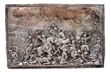 medieval  battle small relief copper  wall plaque ancient theme / fight Antique picture
