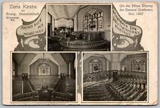 Milwaukee Wisconsin 1907 Multiview Postcard Zions Church Kirche Interior Views picture