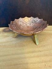 Vintage Copper engraved Flower Decorative Bowl with brass feet home decor picture