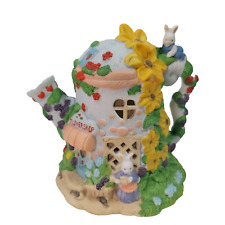 VTG Easter Jubilee Porcelain Flower Shop Bunny House with Original Box Lightable picture