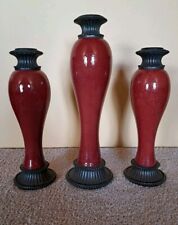 Vintage Partylite Moroccan Spice Taper Candlestick Holders Set Of 3 Burgundy picture