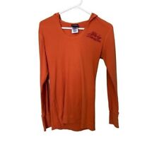 Harley Davidson Women’s Long Sleeced Hooded Orange Shirt Large Z M Greensburg picture