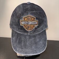 Vintage Harley Davidson Suede Leather Baseball Style Hat Cap Bar & Shield Logo picture