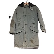 Vintage Air Force Coat Men Size Small Militaria Parka Hooded Green Stains Worn picture