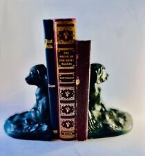 Antique Puppies 2 PC Pair Bookends Spelter Metal, Antique Bronzed Black Color picture