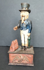 Antique Cast Iron Uncle Sam Coin Bank Circa 1920's- Pre-owned picture