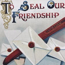 Letter Seal Friendship Greeting Vintage Postcard Antique picture