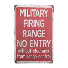 Metal Military Firing Range Warning Sign Vintage Tin Man Cave Garage Wall Decor picture