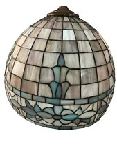 Vintage Large Tiffany Style Mosaic Floral Leaded Glass  12”H x 15”W  Lampshade picture
