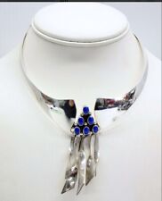 Native American Sterling Silver - Lapis Lazuli Choker Statement Necklace  picture