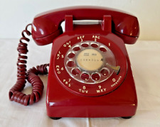 Vintage Red Telephone Desk Phone Rotary Dial Bell Western Electric UNTESTED picture