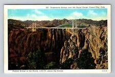 Canon City CO-Colorado, Suspension Bridge Over Royal Gorge, Vintage Postcard picture