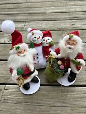 Lot Of 3 Annalee 2 Santa + Snowman Duo Christmas Figures 2011-20012 picture