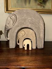 Elements Ceramic Elephant Mid Century Modern Nesting Family Of 3 Figures picture