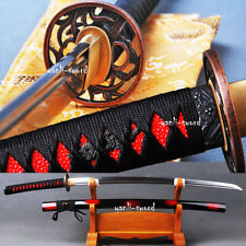 Red Genuine Rayskin Japanese Samurai Katana Sword Carbon Steel Battle Ready picture