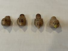 Vintage Set Of Four Hand Carved Small Wooden Bird Figures picture