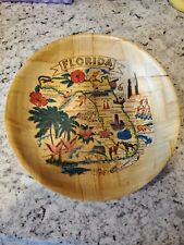 Vintage Florida Souvenir Retro Bamboo Serving Bowl picture