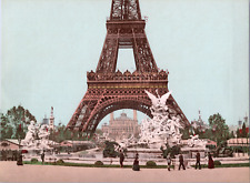 France, Paris. Expo. Universal 1889 The Luminous Fountain and the Eiffel Tower picture