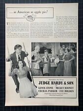 Vintage 1939 “Judge Hardy & Son” Film Print Ad - Mickey Rooney - Lewis Stone - picture