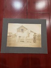 Antique Cabinet Card With Man And Horse  Original Picture Wild West Cowboy BnW picture