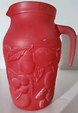 Rare Vintage *Fruits* Embossed Frosted Matte *Red* Pitcher Cerve #10 Italy  picture
