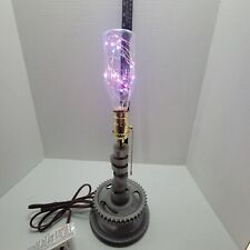 REPURPOSED LAMP made from a camshaft - gear and pulley with a cool LED Bulb. picture