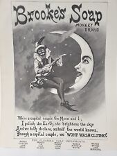 1891 Brooke's Soap Monkey Brand  Print Ad The Graphic Smiling Moon Minstrel Star picture