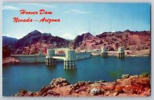 View of Hoover Dam and Lake Mead Arizona Vintage  Unposted Postcard chrome picture