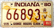 Indiana 1980 George Rogers Clark Metal Expired License Plate 66893 RV picture