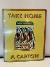 Vintage 1993 Dr Pepper Collectors Tin Metal Sign 15.5 x 12.5 Take Home A Carton picture