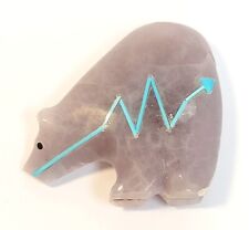 Stewart Quandelacy Zuni Purple Fluorite Turquoise Heartline Medicine Bear picture