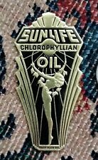 Vintage Art Deco 1920s Embossed Sunlife Chlorophyllian Oil Gold Label NOS picture