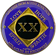 NA 20 Year Purple, Gold Color Plated Coin, Narcotics Anonymous Medallion picture