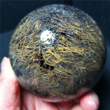 600G Natural Beautiful Golden Hair Rutilated Agate Crystal Sphere Healing  A3990 picture