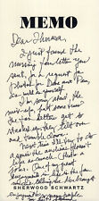 SHERWOOD SCHWARTZ HAND SIGNED+HAND WRITTEN NOTE+COA   GILLIGAN'S ISLAND CREATOR picture