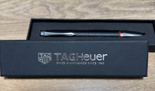 TAG Heuer Novelty Silver/Black Leather winding Twisted Ballpoint Pen wz/Box Rare picture