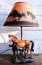 Ebros Horse Mare & Foal By Ranch Fence Desktop Table Lamp With Shade Decor 19
