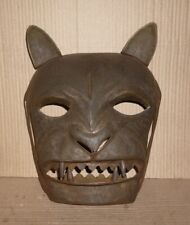 RARE WARRIOR STEEL LION MASK FRIGHTENED ENEMY ENGRAVED picture