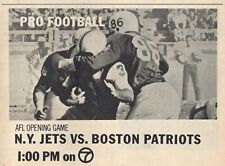 1963 AFL FOOTBALL TV GUIDE AD BOSTON PATRIOTS vs NEW YORK JETS OPENING GAME picture