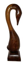 Carved Wood Swan Bird Sculpture Figure Long Neck MCM Style Unmarked Wooden  picture