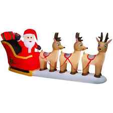 New Airblown Inflatables Christmas 12 Foot Santa in Sleigh with Reindeer Scene picture