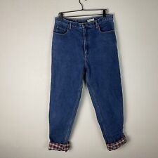 Eddie Bauer Denim Vintage Plaid Fleece Pants Size 18 picture